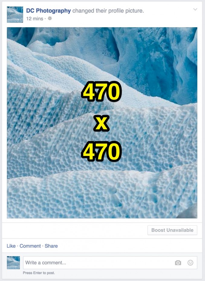 Una imagen en la línea de tiempo de Facebook, cuadrada